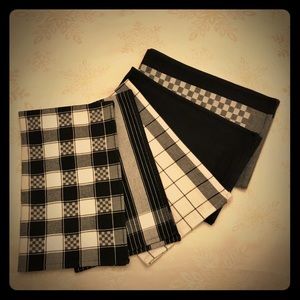 Set of Five Black & White Kitchen Towels